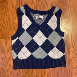 Hollister blue and white sweater vest with pattern